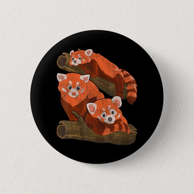 Bamboo Red Pandas Zobewahrer Wildtier Roter Zoo Button (Vorderseite)