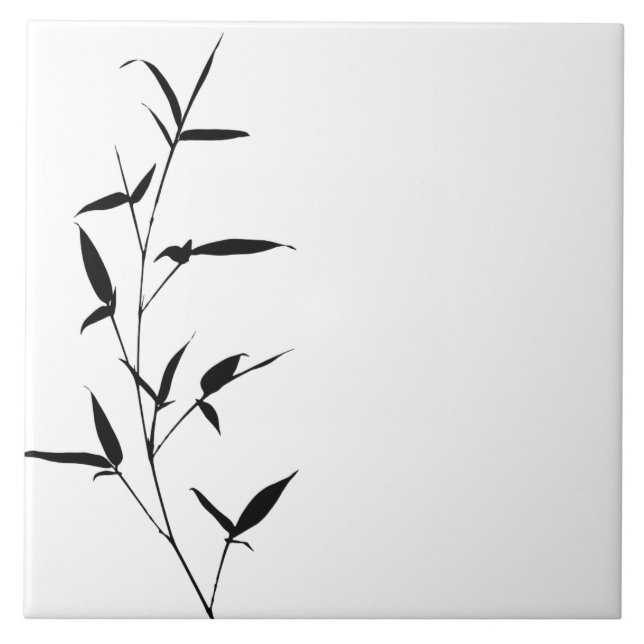 Bamboo Silhouette Background Template Blank Black Fliese (Vorderseite)