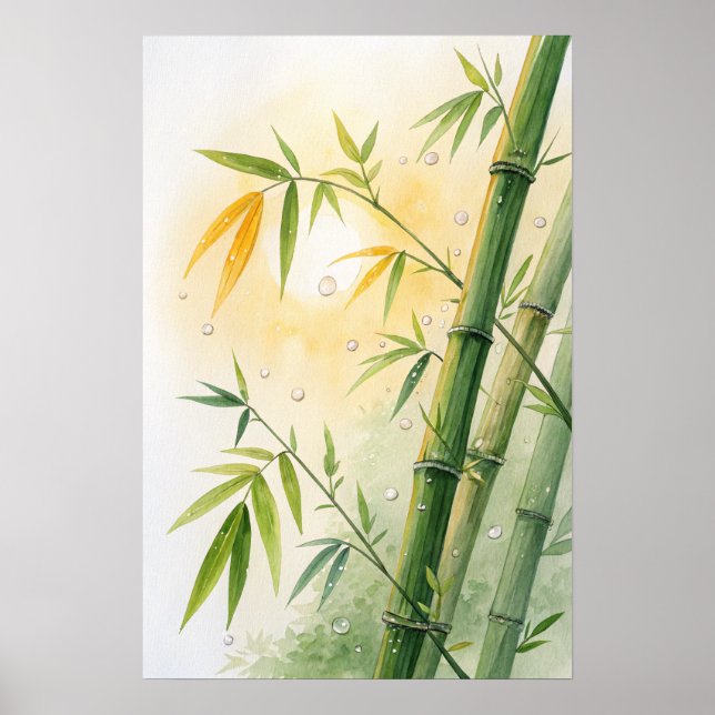 Bamboo Stalks Golden Leaves Poster (Vorne)
