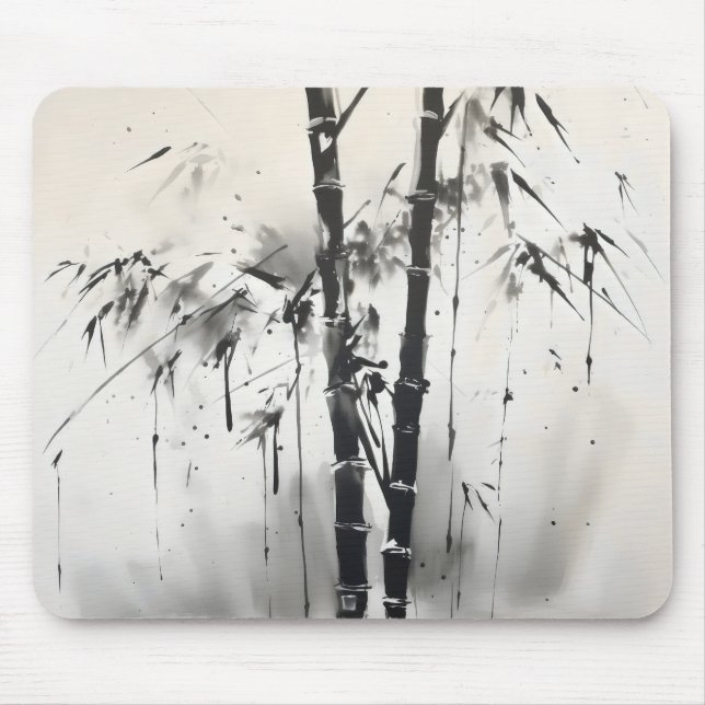 Bamboo Sumi-e Tinte Malerei Mousepad (Vorne)