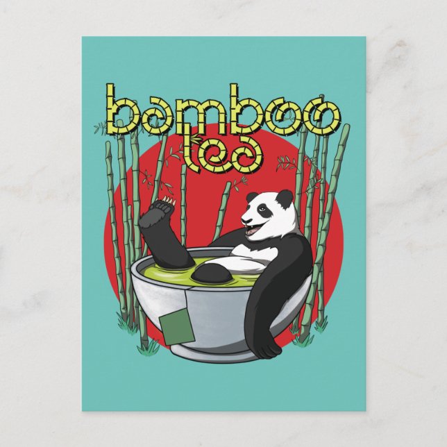 Bamboo Tea Drinker Panda Postkarte (Vorderseite)