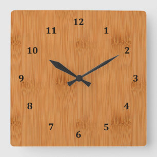 Bamboo Toast Holz Grain Look Quadratische Wanduhr