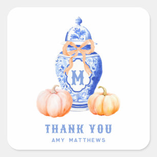 Bamboo Topiary Garden Chinoiserie Vielen Dank Quadratischer Aufkleber