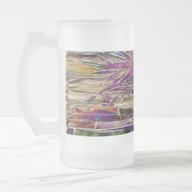 Bamboo Tree Digitales Gemälde Original Kunstglas Mattglas Bierglas (Links)