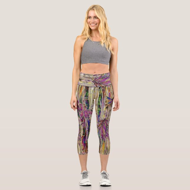 Bamboo Tree Digitales Gemälde Originelle Kunst, Di Capri Leggings (Vorderseite)