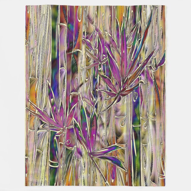 Bamboo Tree Digitales Gemälde Originelle Kunst Fleecedecke (Vorderseite)