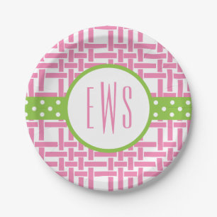 Bamboo und Grosgrain Mit Monogramm Paper Teller