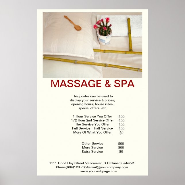Bamboo Wellness-Center Massage Schönheitssalon Pos Poster (Vorne)