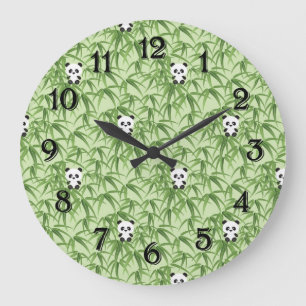 Bamboo with Pandas Große Wanduhr