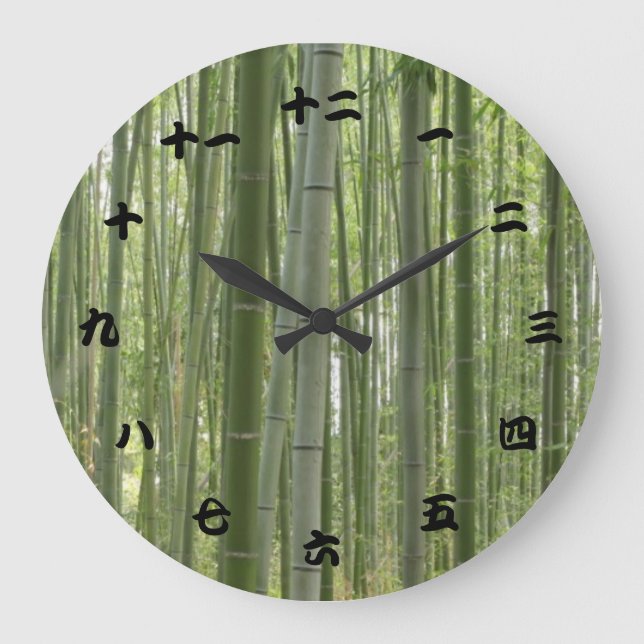 Bamboo Woods, japanisches Kanji Große Wanduhr (Vorderseite)