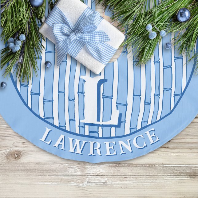 Bambooey Bamboo Stripe in Blue Personalized Leinenimitat Weihnachtsbaumdecke (Von Creator hochgeladen)