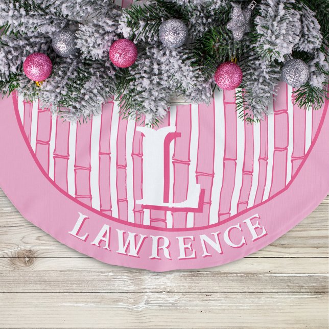 Bambooey Bamboo Stripe in Pink Personalized Leinenimitat Weihnachtsbaumdecke (Von Creator hochgeladen)