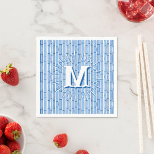 Bambooey Bambusstreifen in Blau Personalisiert Serviette