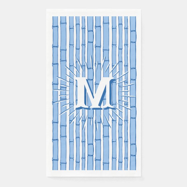 Bambooey Bambusstreifen in Blau Personalisiert Serviette (Vorderseite)