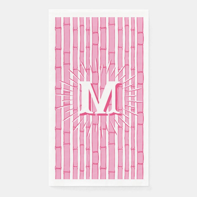 Bambooey Bambusstreifen in Rosa personalisiert Serviette (Vorderseite)