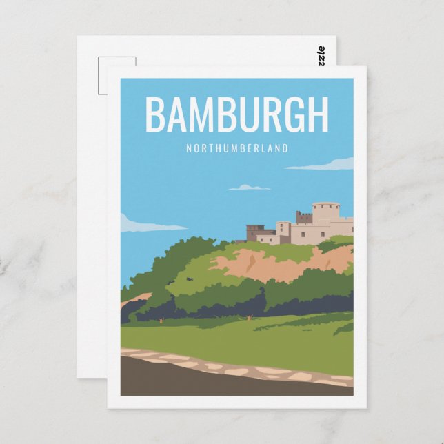 Bamburg Northumberland Travel Place Illustration Postkarte (Vorne/Hinten)