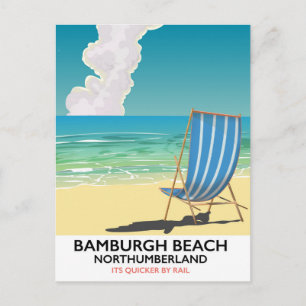 Bamburgh Strand Northumberland Zugposter Postkarte