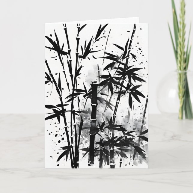 Bambus - Aquarellblumen Karte (Vorderseite)