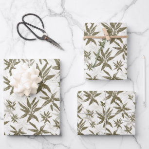 Bambus auf weißen Blechen - nahtlose Oberflächenmu Geschenkpapier Set