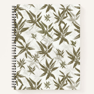 Bambus auf weißen Blechen - nahtlose Oberflächenmu Notizbuch