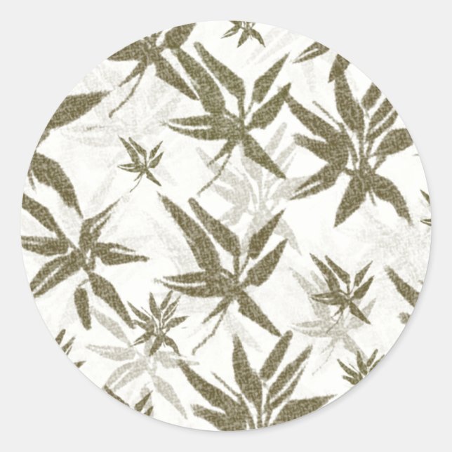 Bambus auf weißen Blechen - nahtlose Oberflächenmu Runder Aufkleber (Vorderseite)