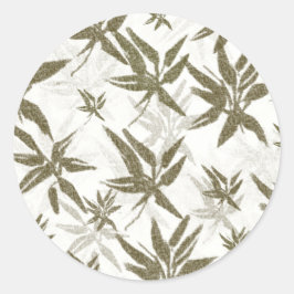 Bambus auf weißen Blechen - nahtlose Oberflächenmu Runder Aufkleber