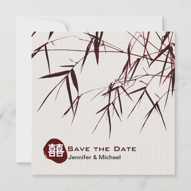 Bambus-Blätter/Hochzeit des orientalischen Doppelg Save The Date (Vorderseite)