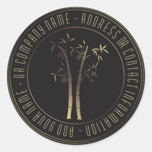 Bambus in Circle Frame Gold Runder Aufkleber