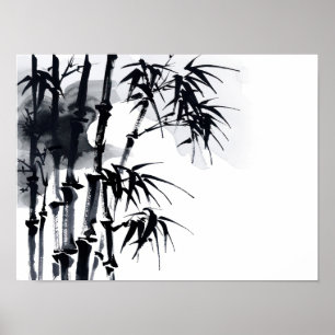 Bambus japanische minimale Pflanze. Poster