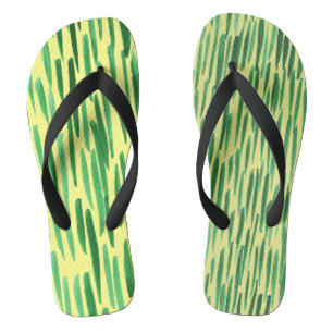 Bambus Muster Jungle Vibe Green Strips Flip Flops