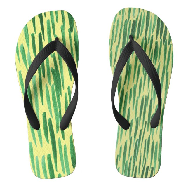 Bambus Muster Jungle Vibe Green Strips Flip Flops (Fußbett)
