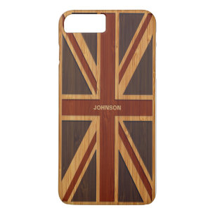 Bambus-Optik und gravierte Vintage-UK-Flagge Union Case-Mate iPhone Hülle