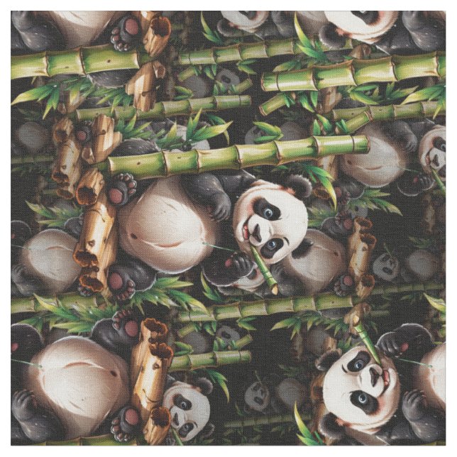Bambus-Panda-Musterdesign  Stoff (Nahaufnahme)