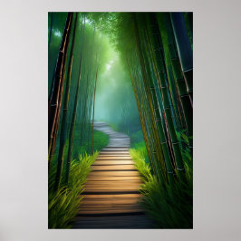 Bambus-Passage, ein Atemberaubender Holzweg Poster