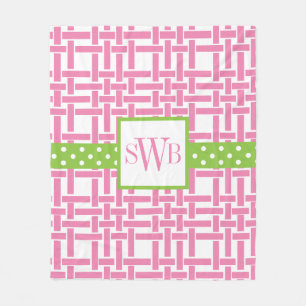Bambus und Grosgrain Mit Monogramm Fleece-Decken Fleecedecke
