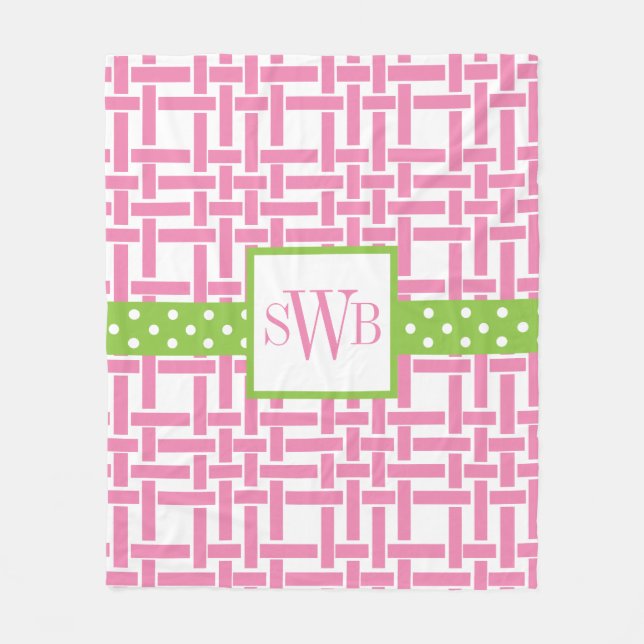 Bambus und Grosgrain Mit Monogramm Fleece-Decken Fleecedecke (Vorderseite)