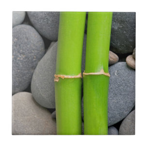 Bambus und Kiesel Fliese