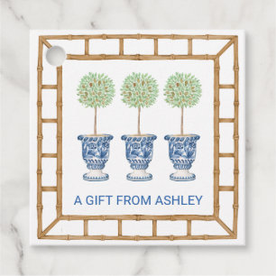Bambus und Olivenöl Topiary Wappen Monogramm Geschenkanhänger