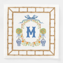 Bambus und Orange Topiary Wappen | Monogramm mit 1 Serviette