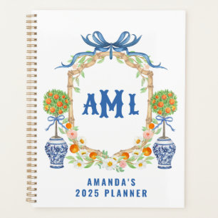 Bambus und Orange Topiary Wappen Monogramm mit 3 Planer