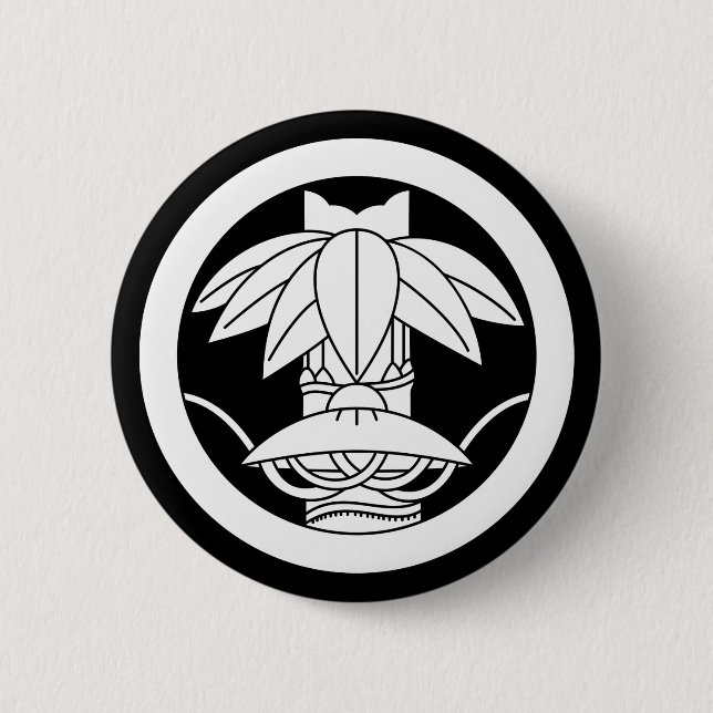 Bambus und Sitzhut im Kreis Button (Vorderseite)