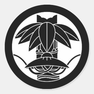 Bambus und Sitzhut im Kreis Runder Aufkleber