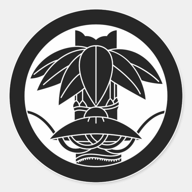 Bambus und Sitzhut im Kreis Runder Aufkleber (Vorderseite)