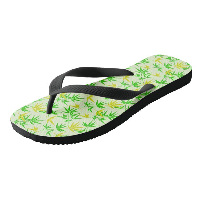 Bambus verlasse Sommermuster Flip Flops (Schrägansicht)