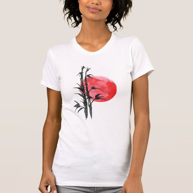 Bambus vor der roten Sonne T-Shirt (Vorderseite)