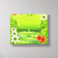 Bambus, Wasser und tropische Blume