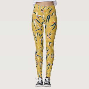 Bambusblätter: Geworfene Vintage-Muster Leggings