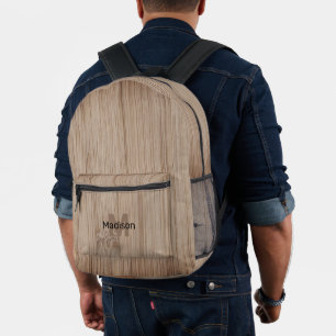 Bambusholzprint in Braun, kundenspezifisch Monogra Bedruckter Rucksack