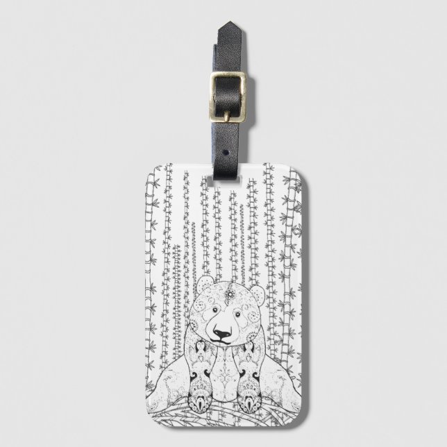 Bambuspanda-Gekritzel Gepäckanhänger (Vorderseite Vertikal)