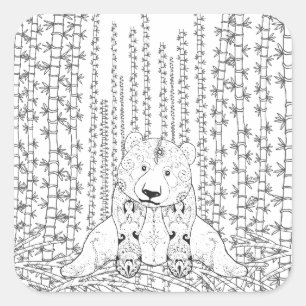 Bambuspanda-Gekritzel Quadratischer Aufkleber